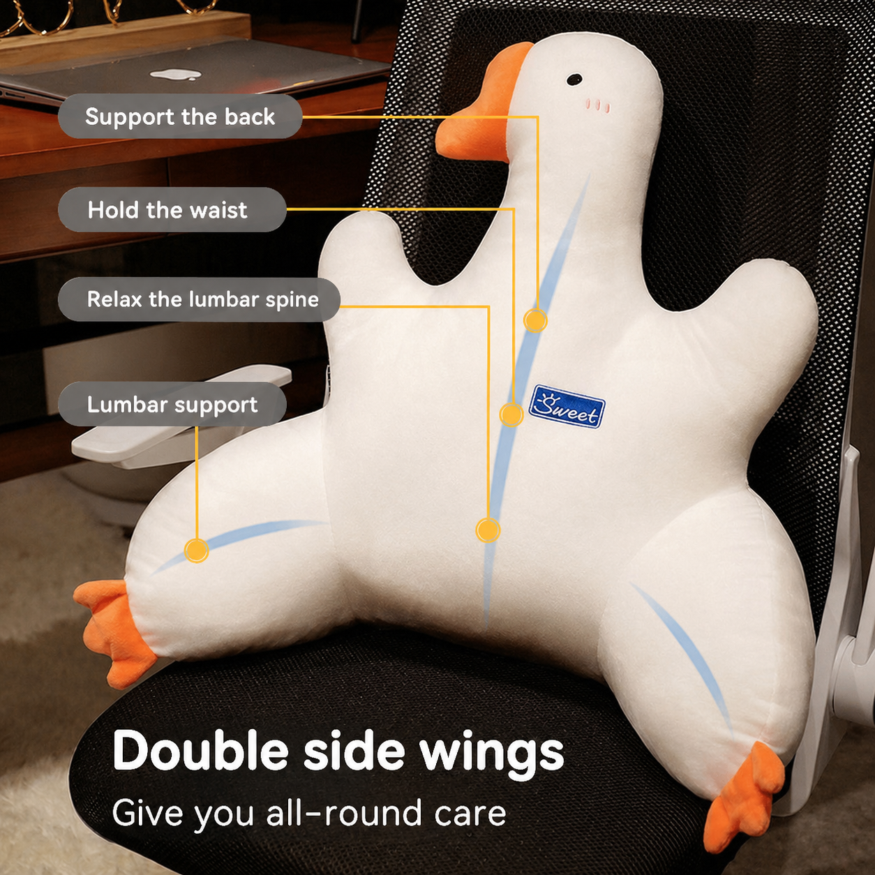🪶 Big White Goose Lumbar Support Pillow – Cozy Comfort Meets Modern Style
